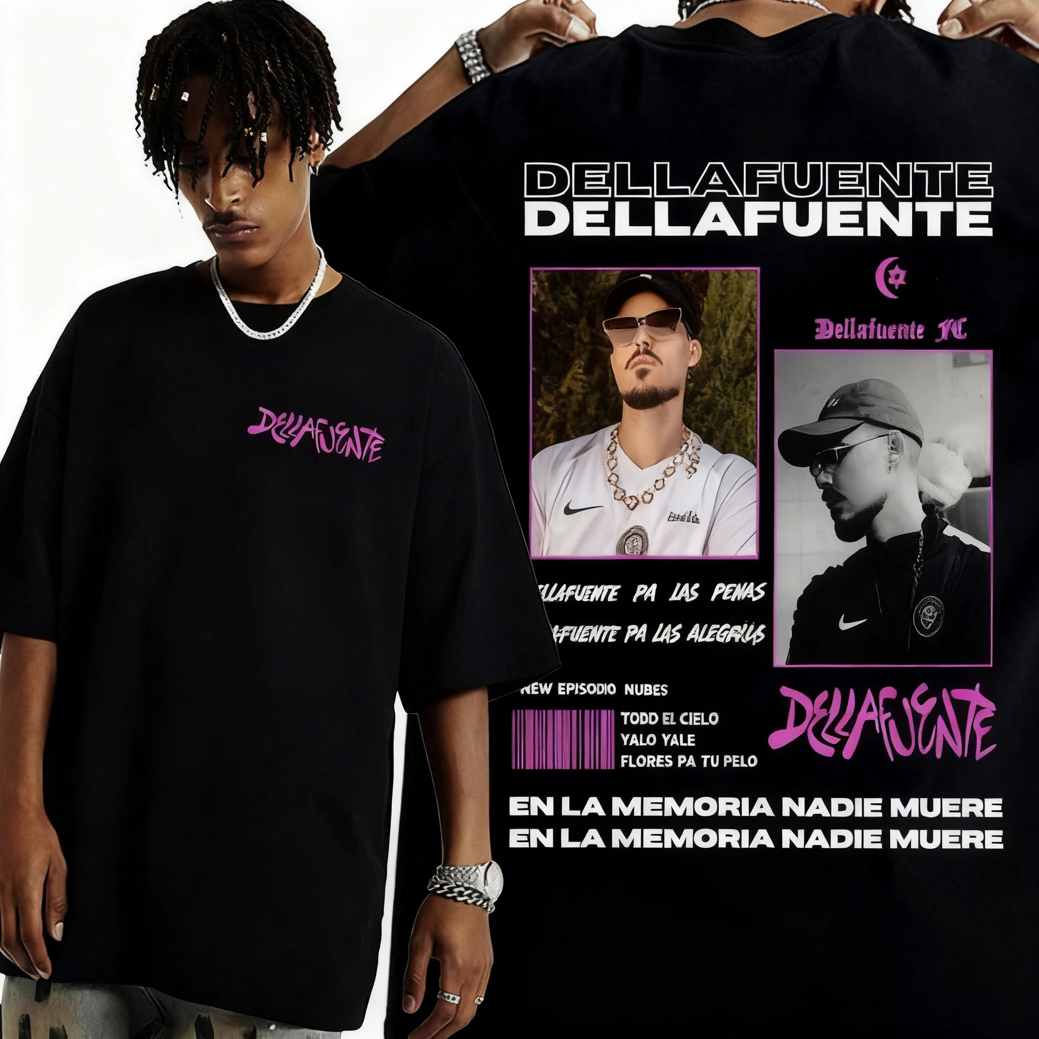 2025 Rapper Dellafuente Tour Cover Graphic Men'S Clothing Harajuku Hip Hop Punk Oversized 100% Pure Cotton Printed T-Shirt
