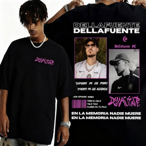 2025 Rapper Dellafuente Tour Cover Graphic Men'S Clothing Harajuku Hip Hop Punk Oversized 100% Pure Cotton Printed T-Shirt