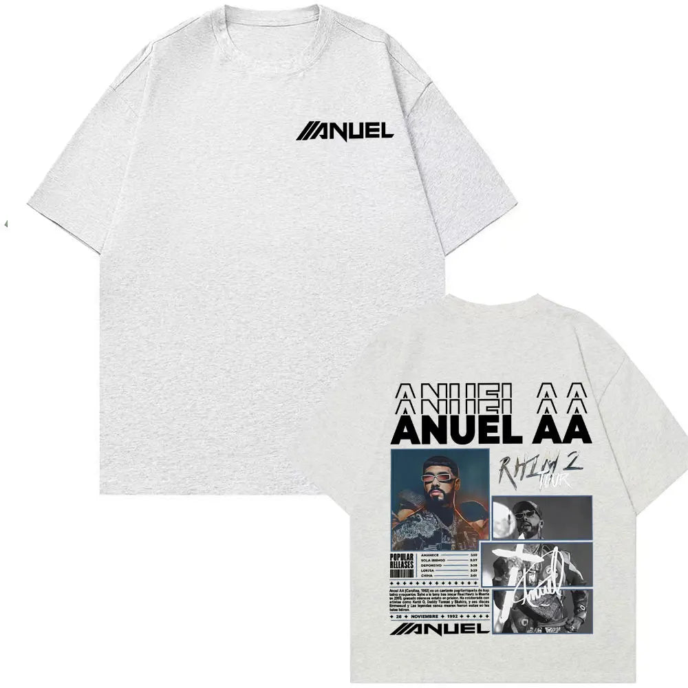 Rapper Anuel AA Rhlm 2 Album 2025 Merch T-Shirt Men Women Summer Tops Streetwear T Shirts Male Fashion Hip Hop Pop Music T Shirt