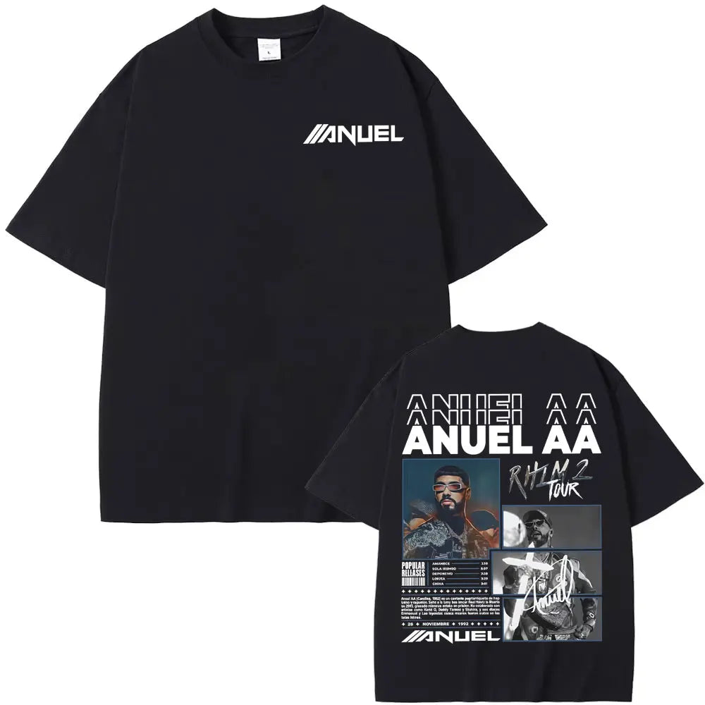 Rapper Anuel AA Rhlm 2 Album 2025 Merch T-Shirt Men Women Summer Tops Streetwear T Shirts Male Fashion Hip Hop Pop Music T Shirt