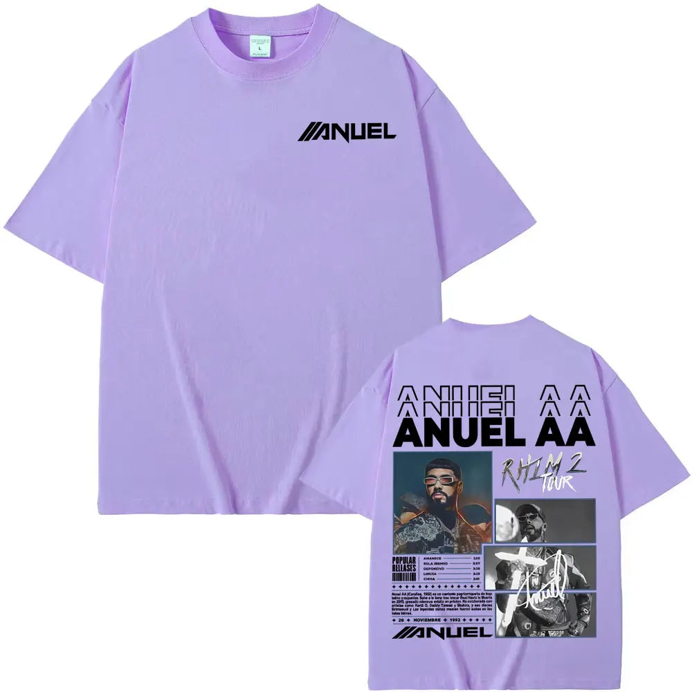 Rapper Anuel AA Rhlm 2 Album 2025 Merch T-Shirt Men Women Summer Tops Streetwear T Shirts Male Fashion Hip Hop Pop Music T Shirt