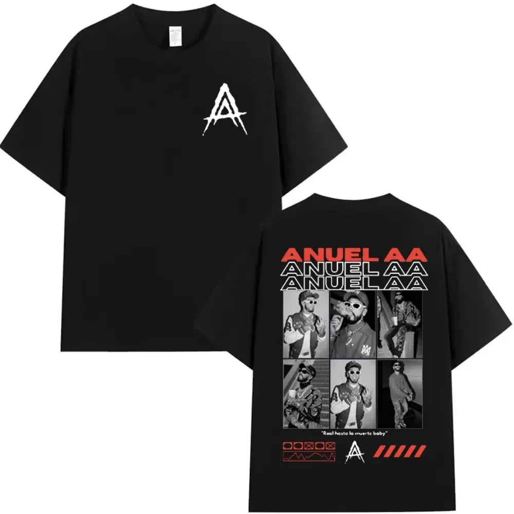 2026 Fashion Anuel AA Real Hasta La Muerte T-Shirt Unisex Summer Hip Hop Gothic Short Sleeve Tour & New Album Women Men T-Shirt