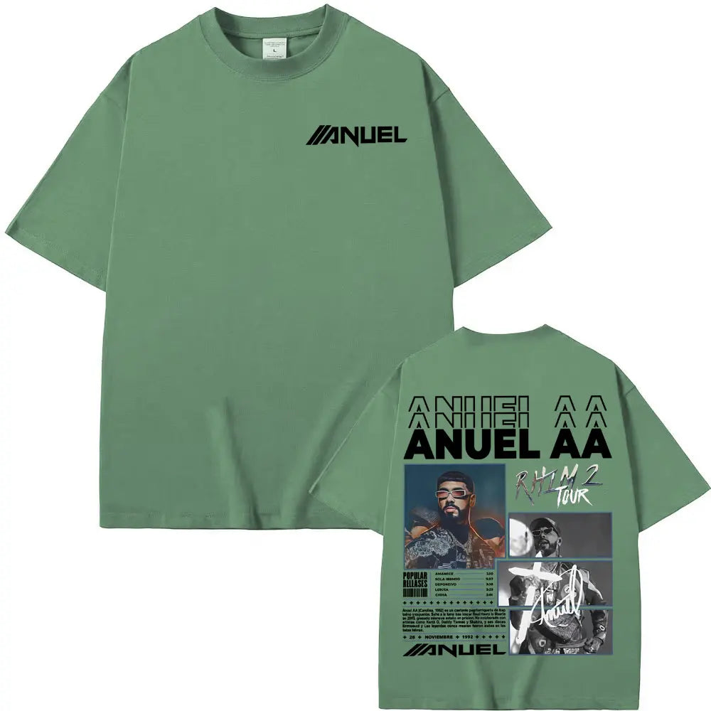 Rapper Anuel AA Rhlm 2 Album 2025 Merch T-Shirt Men Women Summer Tops Streetwear T Shirts Male Fashion Hip Hop Pop Music T Shirt