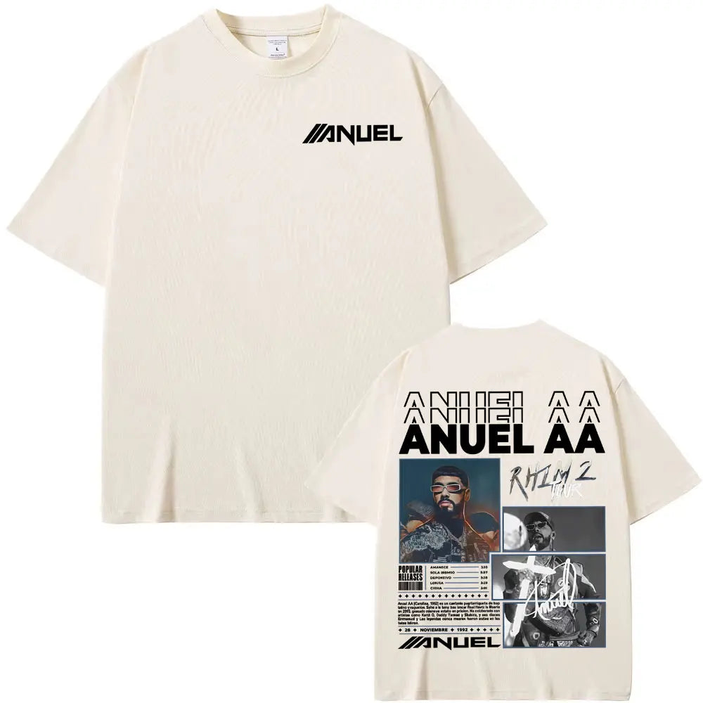 Rapper Anuel AA Rhlm 2 Album 2025 Merch T-Shirt Men Women Summer Tops Streetwear T Shirts Male Fashion Hip Hop Pop Music T Shirt
