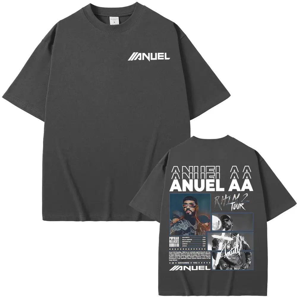 Rapper Anuel AA Rhlm 2 Album 2025 Merch T-Shirt Men Women Summer Tops Streetwear T Shirts Male Fashion Hip Hop Pop Music T Shirt